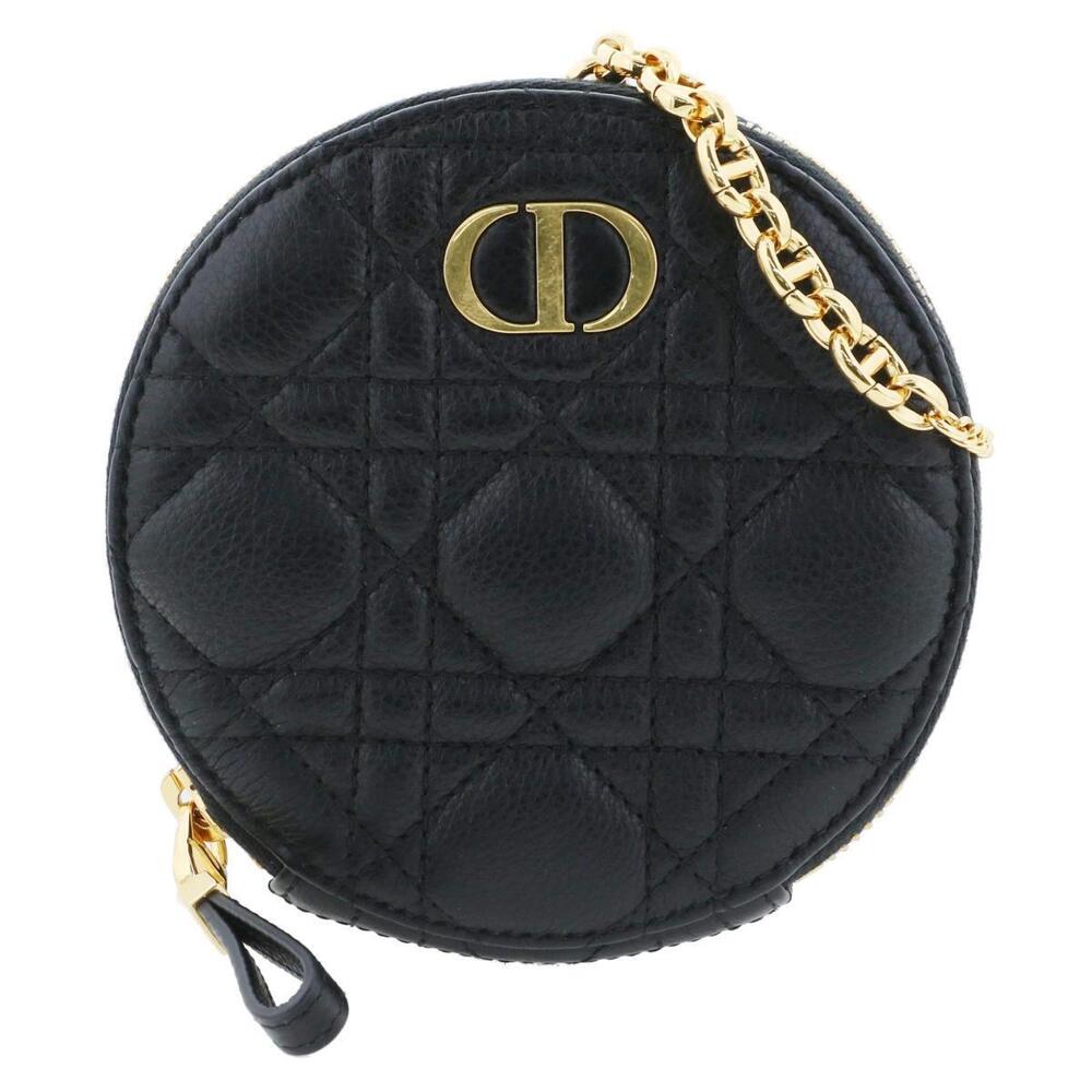 Dior Round Clutch Chain Shoulder Bag Messenger CARO Black A